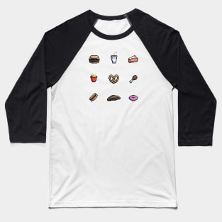 Pixel Food Baseball T-Shirt